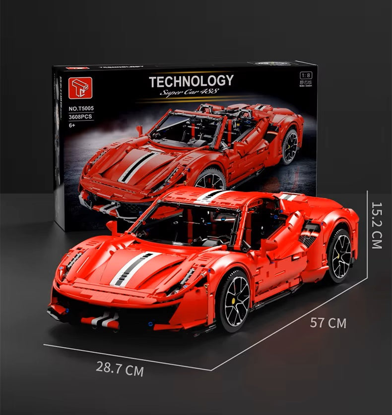 TGL T5005 T5005A Technology 488 Sports Car Static Version High Difficulty Building Block Assembly Model Holiday Gift MOC