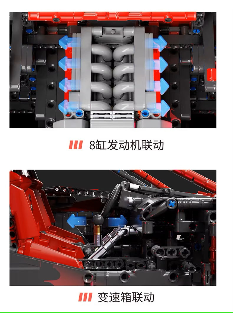 Technical X001 Red Super Sports Car F40 Compatible MOC-140629 Car Building Blocks Bricks Educational Puzzle Toys Birthday Gifts
