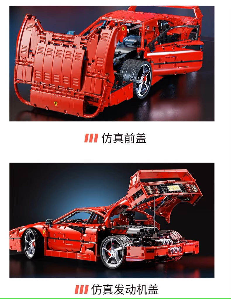 Technical X001 Red Super Sports Car F40 Compatible MOC-140629 Car Building Blocks Bricks Educational Puzzle Toys Birthday Gifts
