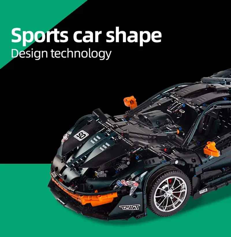 Technical Vehicles Building Blocks APP Electric P1 Speed Sports Car Bricks Assembly Toy Christmas Gift for Kids 13091