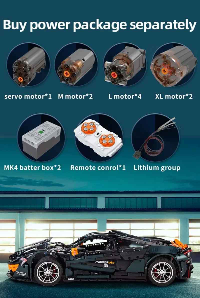 Technical Vehicles Building Blocks APP Electric P1 Speed Sports Car Bricks Assembly Toy Christmas Gift for Kids 13091