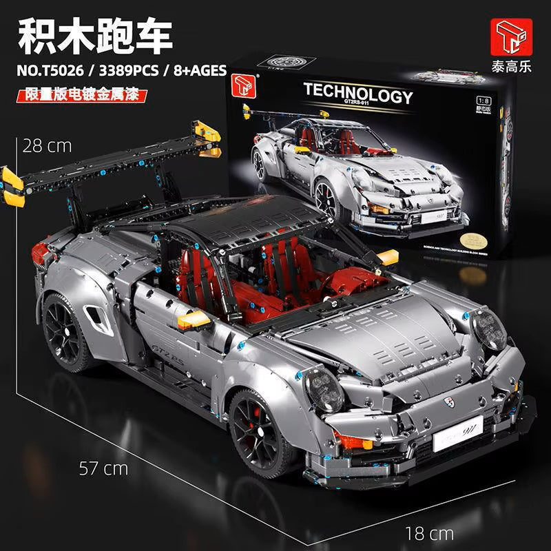 TGL T5026 Technology 911 Sports Car Static Version High Difficulty Building Block Assembly Model Holiday Gift MOC