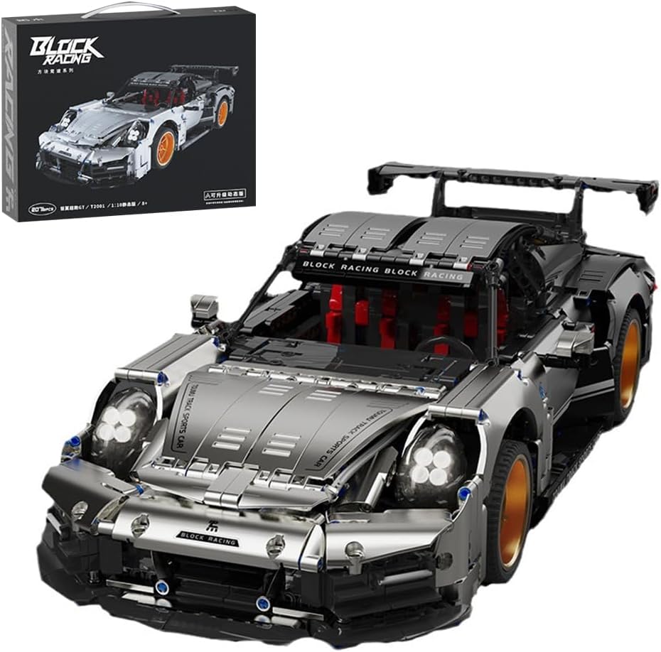 Silver Wing GT Supercar MOC T2001 Sports Car Racing Speed Vehicle Bricks Model Building Blocks High Tech Toy Gift Adults Kids