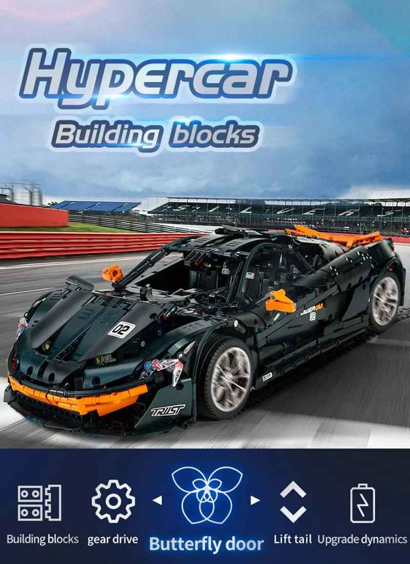 Technical Vehicles Building Blocks APP Electric P1 Speed Sports Car Bricks Assembly Toy Christmas Gift for Kids 13091