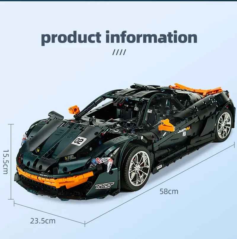 Technical Vehicles Building Blocks APP Electric P1 Speed Sports Car Bricks Assembly Toy Christmas Gift for Kids 13091