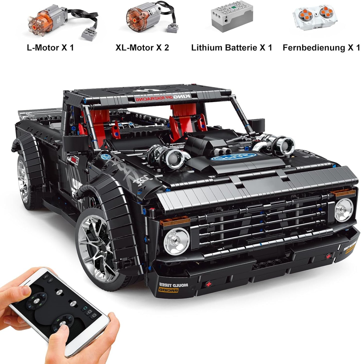 Technical Remote Control Car MOC Motorized Off-Road Pickup Truck Building Blocks Brick Toy Christmas Gifts Kids 13082