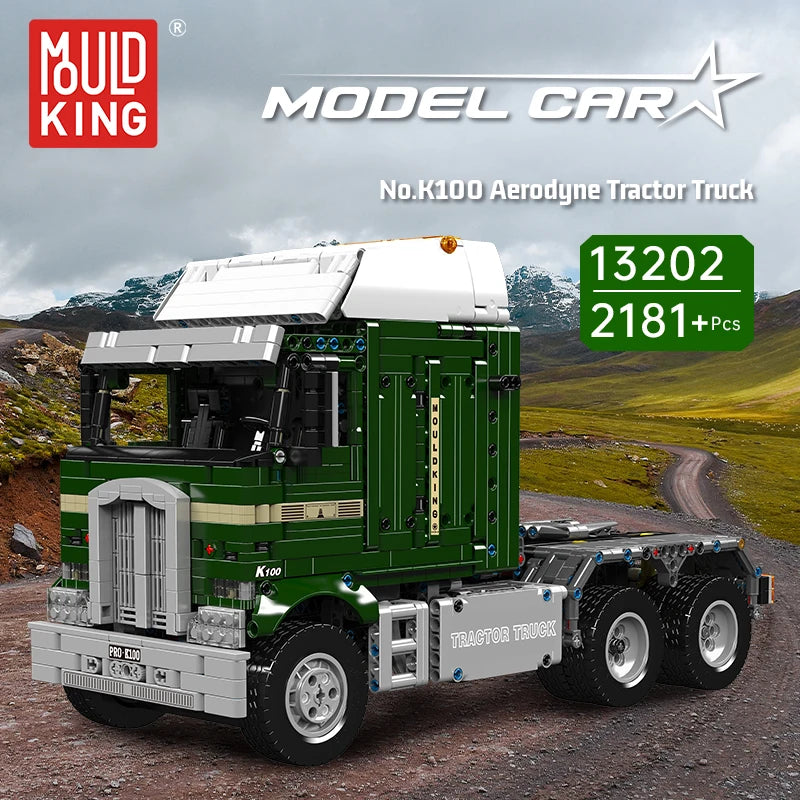 MOULD KING 13202 Plastic Assemble Kit Bricks Sets Luxury Model Car K100 Truck Yellow Building Block for Kids