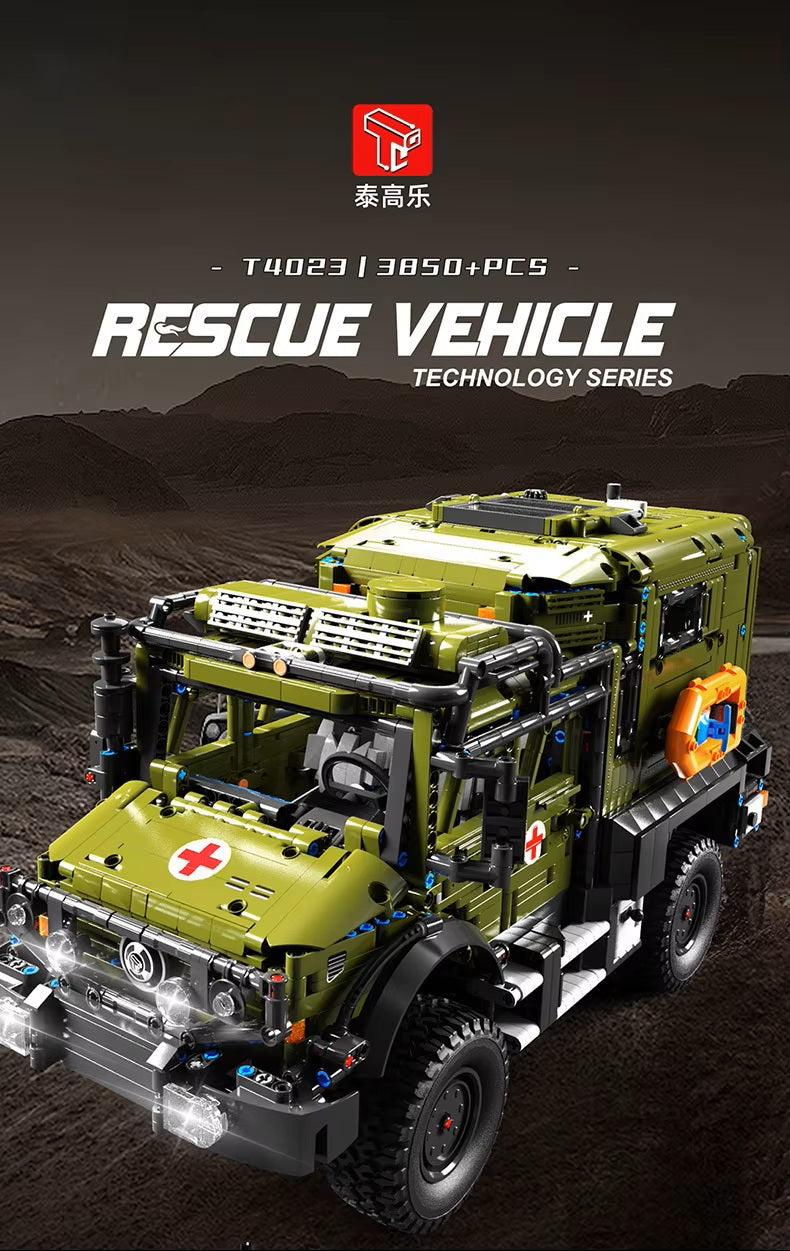 TGL T4023 Unimog Off Road Ambulance Static Version High Difficulty Building Block Assembly Model Holiday Gift MOC