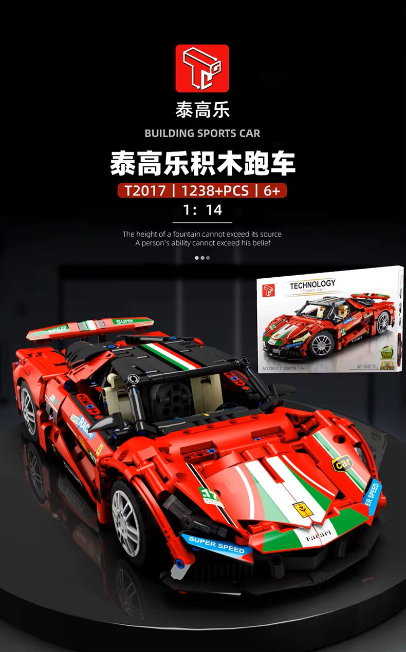 TGL T2017 Red Sports Car Static Version High Difficulty Building Block Assembly Model Holiday Gift