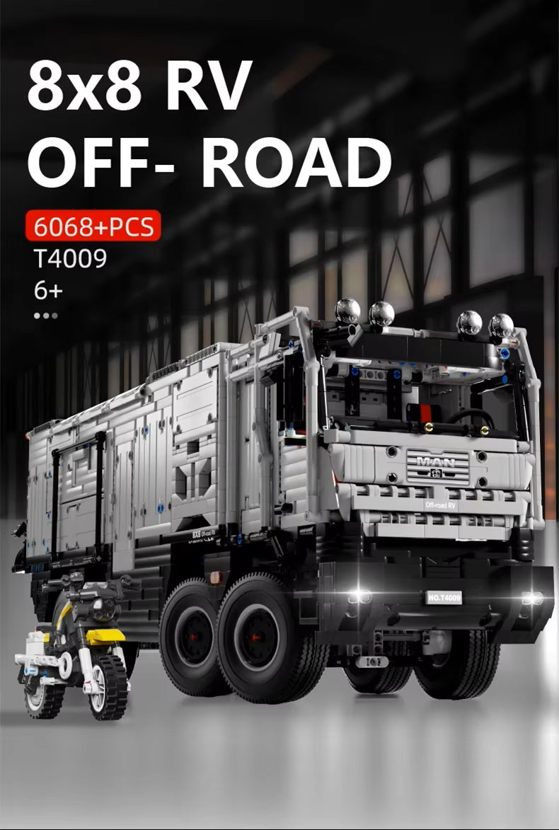 Hot T4009 6068pcs 8x8 Luxury Expedition Camper High-tech Man Rv Off-road Remote Control Bricks Building Blocks Adult Toys