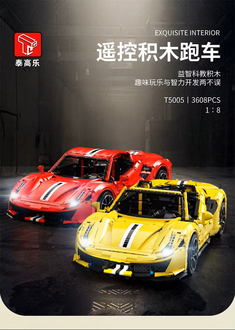 TGL T5005 T5005A Technology 488 Sports Car Static Version High Difficulty Building Block Assembly Model Holiday Gift MOC