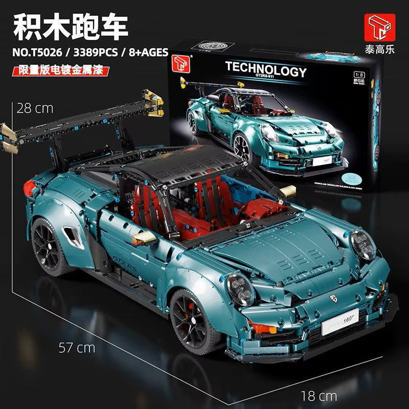 TGL T5026 Technology 911 Sports Car Static Version High Difficulty Building Block Assembly Model Holiday Gift MOC
