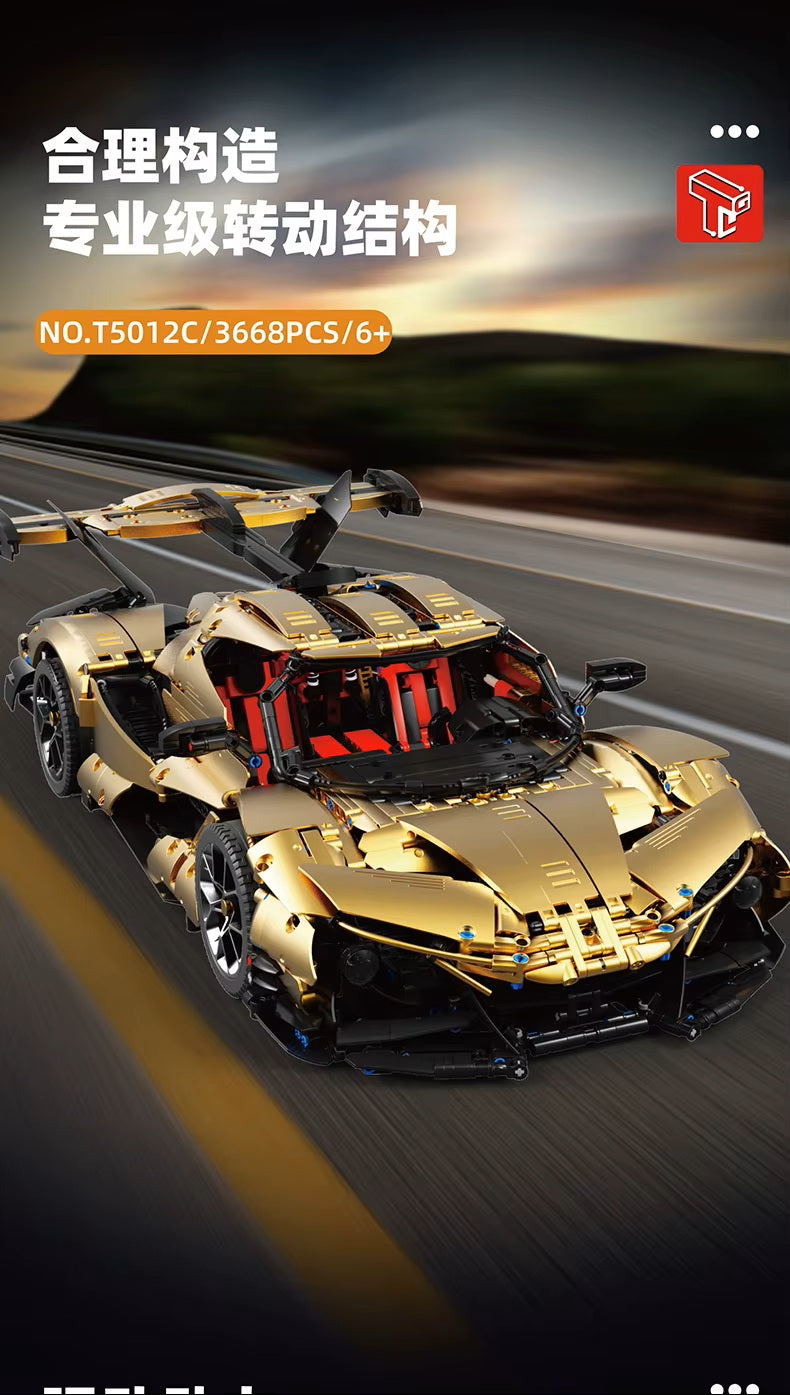 TGL T5012C Technology Apollo Sports Car Static Version High Difficulty Building Block Assembly Model Holiday Gift MOC