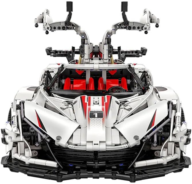 High-Tech V12 Hypercar 1:8 Remote Control Super Racing Car Moc High Tech Bricks Model Building Blocks Toy C61053