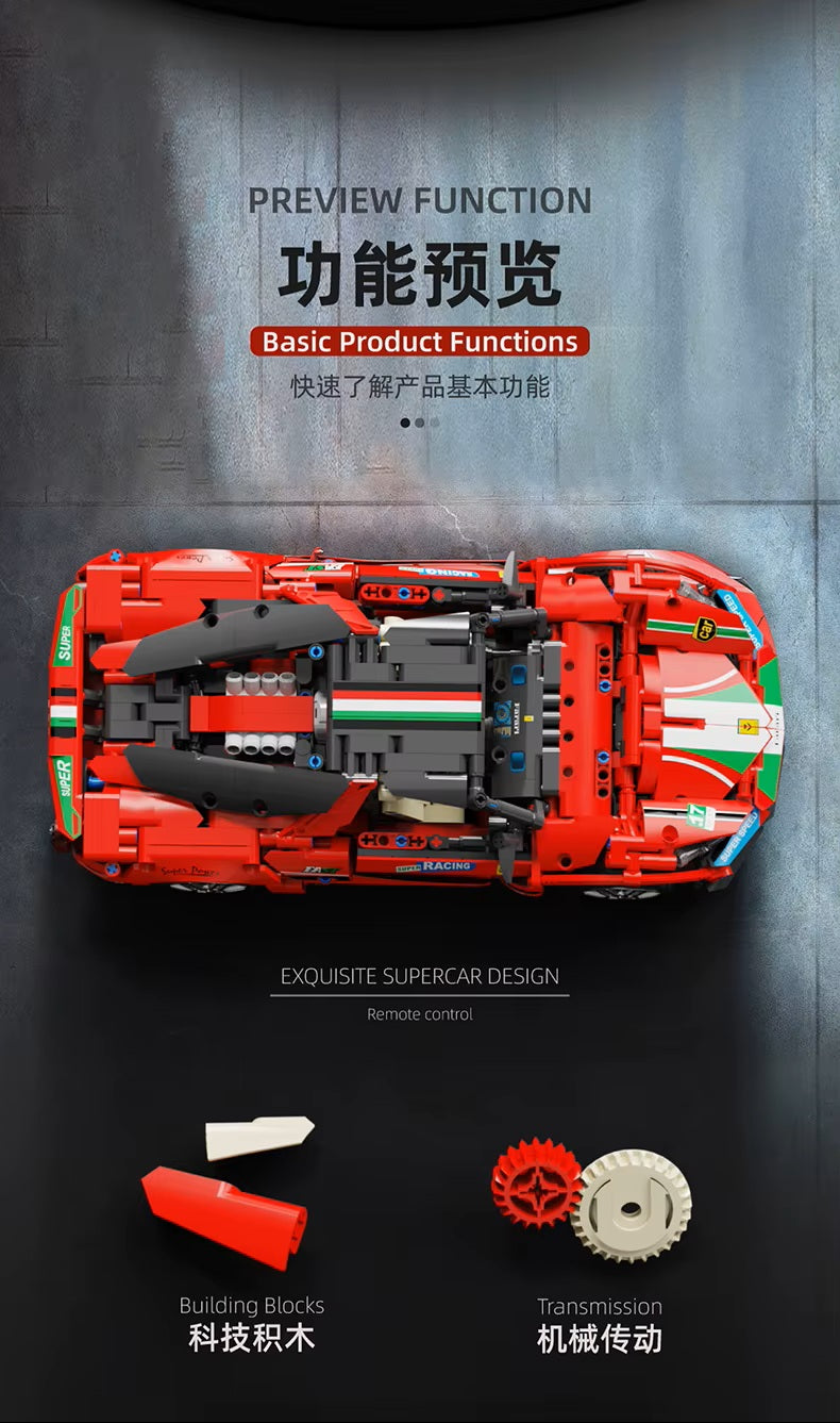TGL T2017 Red Sports Car Static Version High Difficulty Building Block Assembly Model Holiday Gift