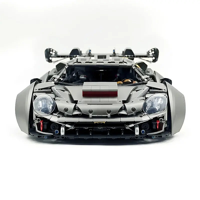 Classic Plating Grey Sports Car Model Building Blocks Modified Speed Vehicle MOC 10629 1:8 High Tech Brick DIY Set Toy Gift Boys
