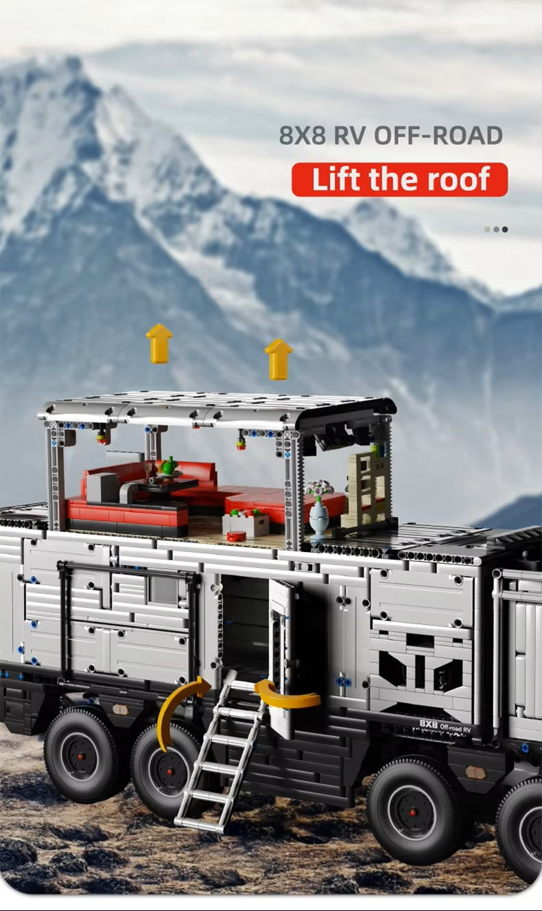 Hot T4009 6068pcs 8x8 Luxury Expedition Camper High-tech Man Rv Off-road Remote Control Bricks Building Blocks Adult Toys
