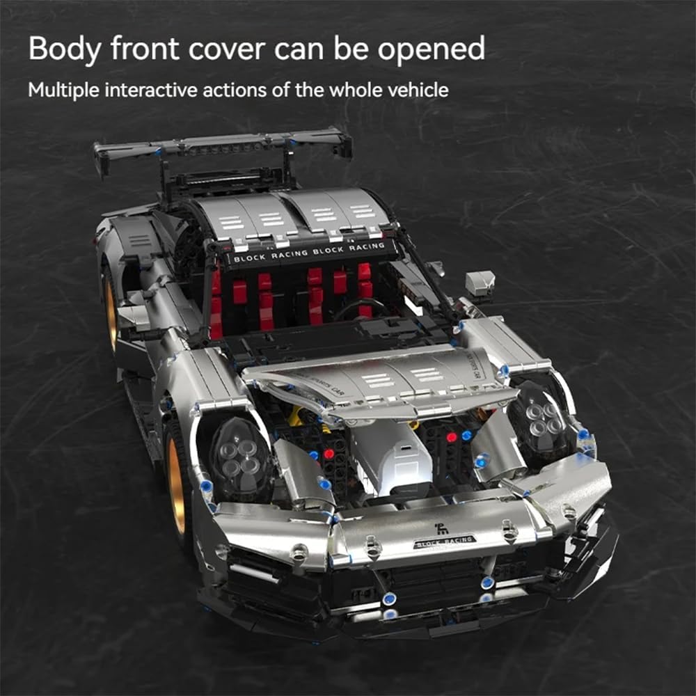 Silver Wing GT Supercar MOC T2001 Sports Car Racing Speed Vehicle Bricks Model Building Blocks High Tech Toy Gift Adults Kids