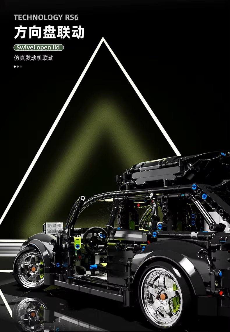 TGL T5023 Technology RS6 Sports Car Static Version High Difficulty Building Block Assembly Model Holiday Gift MOC