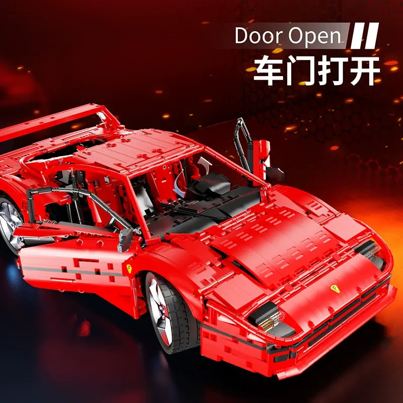 Technical X001 Red Super Sports Car F40 Compatible MOC-140629 Car Building Blocks Bricks Educational Puzzle Toys Birthday Gifts