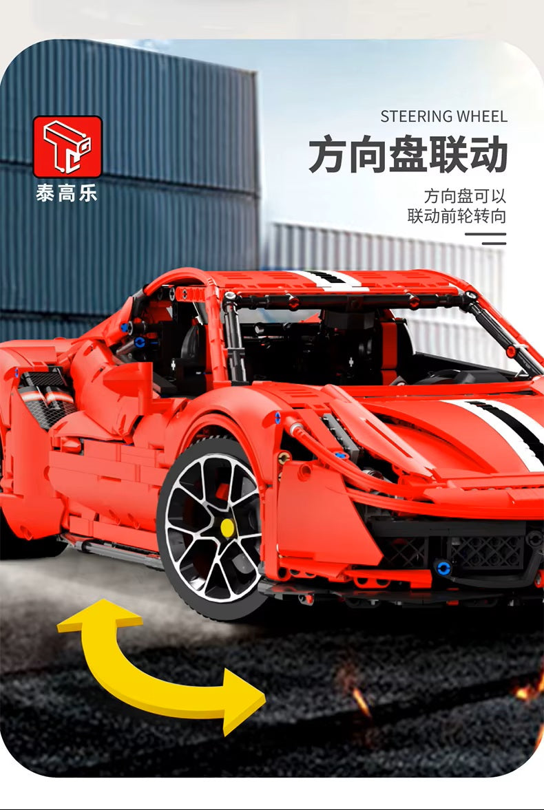 TGL T5005 T5005A Technology 488 Sports Car Static Version High Difficulty Building Block Assembly Model Holiday Gift MOC
