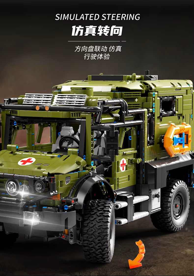 TGL T4023 Unimog Off Road Ambulance Static Version High Difficulty Building Block Assembly Model Holiday Gift MOC