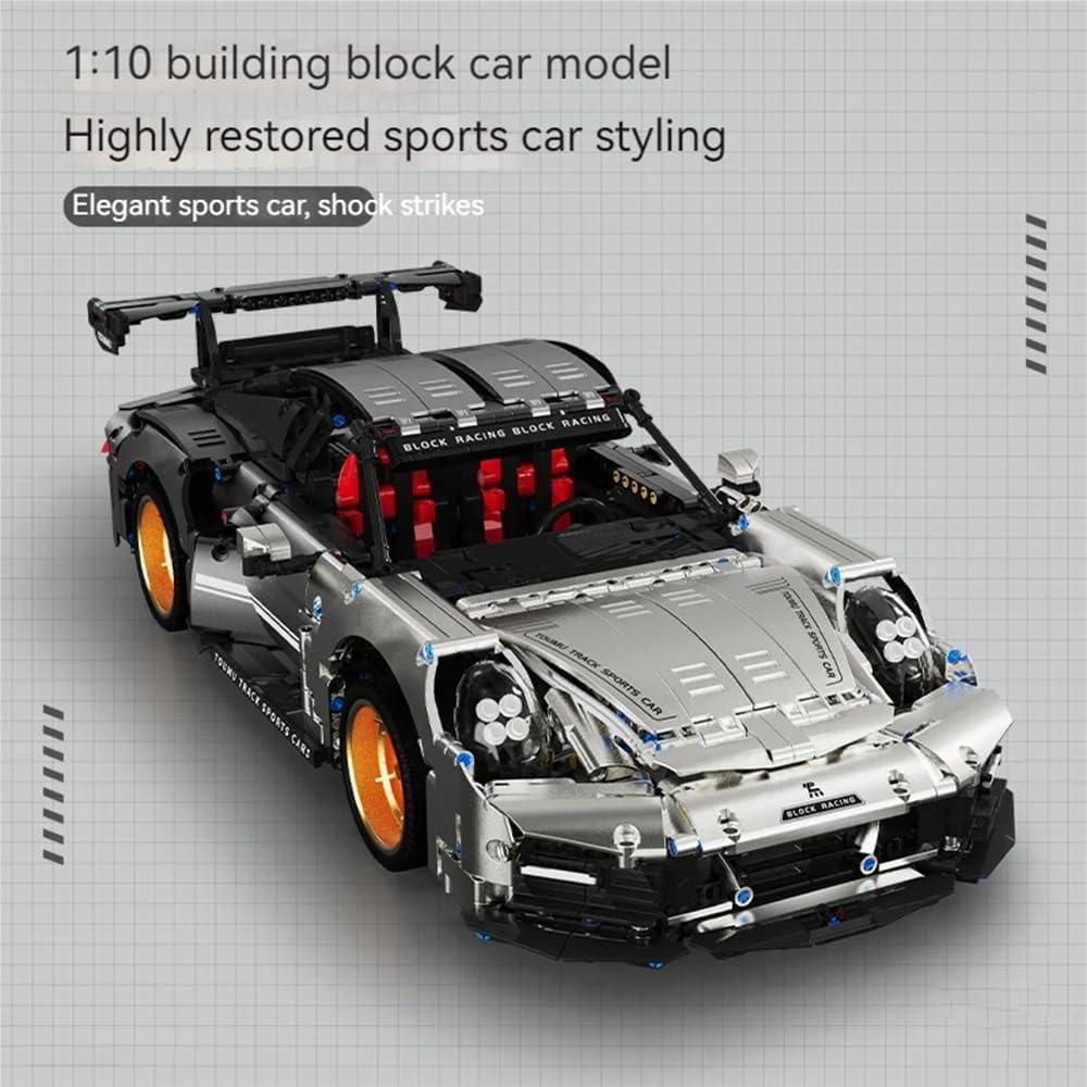 Silver Wing GT Supercar MOC T2001 Sports Car Racing Speed Vehicle Bricks Model Building Blocks High Tech Toy Gift Adults Kids