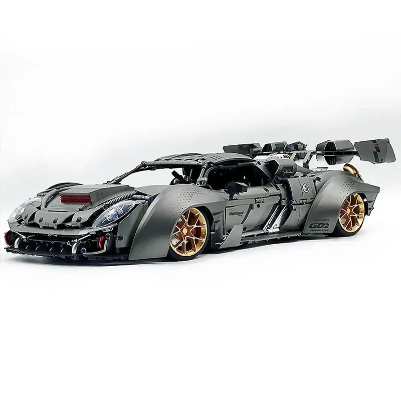 Classic Plating Grey Sports Car Model Building Blocks Modified Speed Vehicle MOC 10629 1:8 High Tech Brick DIY Set Toy Gift Boys