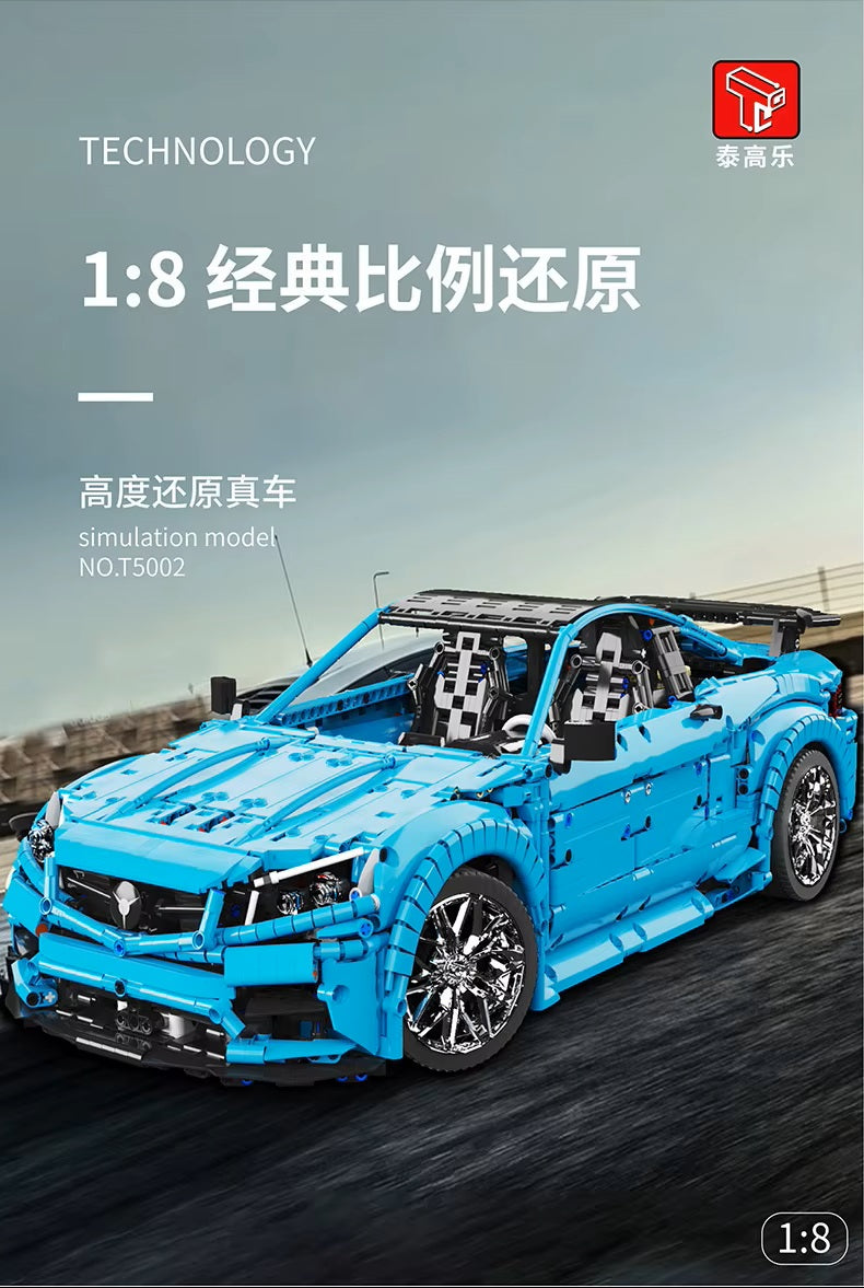 TGL T5002 C63 Blue Sports Car Static Version High Difficulty Building Block Assembly Model Holiday Gift MOC