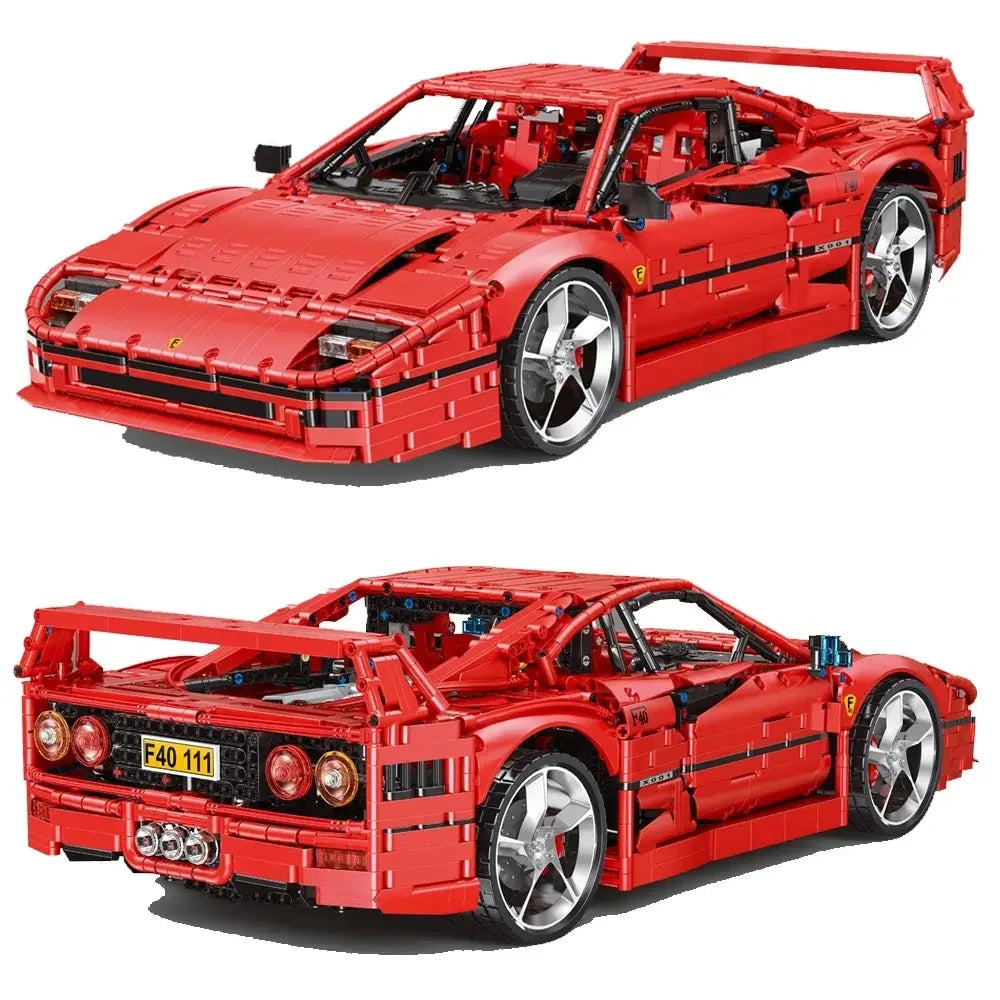 Technical X001 Red Super Sports Car F40 Compatible MOC-140629 Car Building Blocks Bricks Educational Puzzle Toys Birthday Gifts