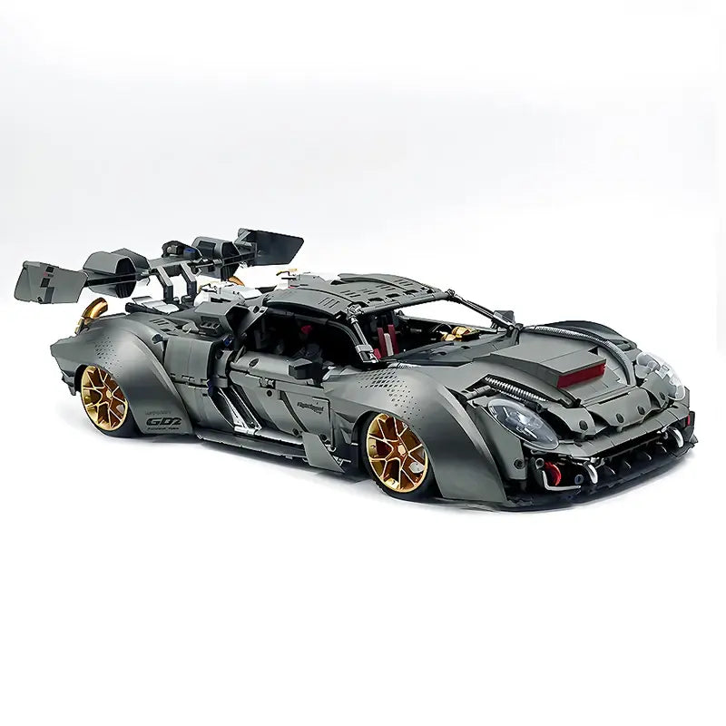 Classic Plating Grey Sports Car Model Building Blocks Modified Speed Vehicle MOC 10629 1:8 High Tech Brick DIY Set Toy Gift Boys