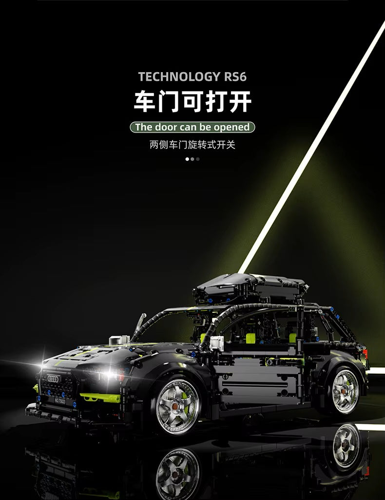 TGL T5023 Technology RS6 Sports Car Static Version High Difficulty Building Block Assembly Model Holiday Gift MOC