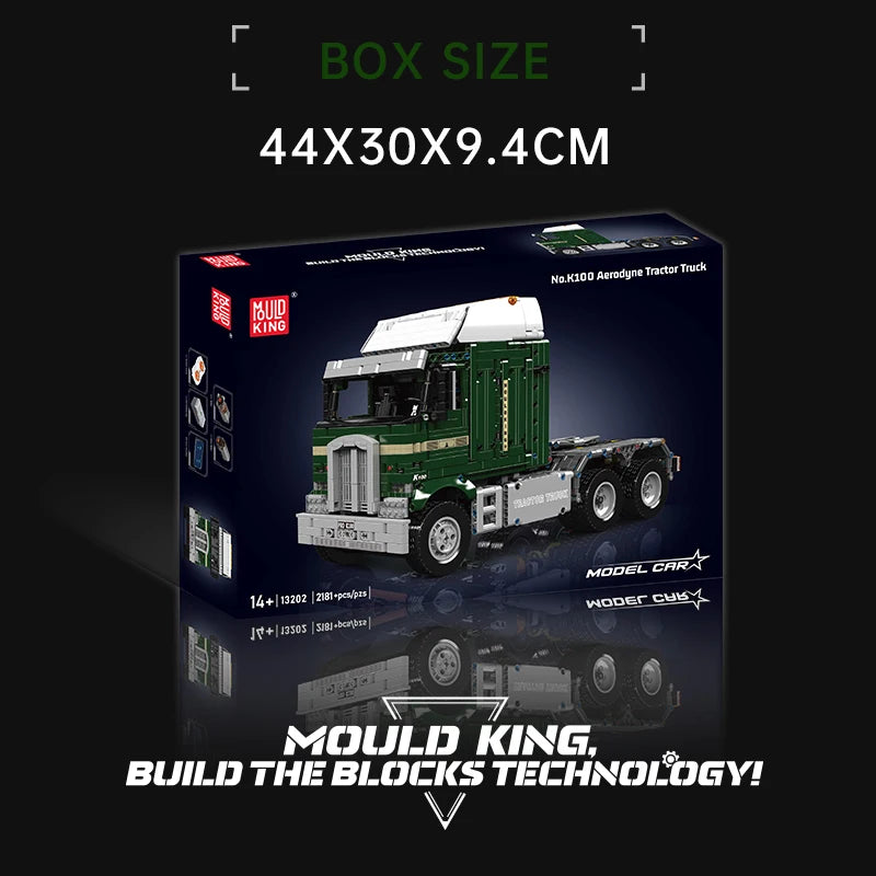 MOULD KING 13202 Plastic Assemble Kit Bricks Sets Luxury Model Car K100 Truck Yellow Building Block for Kids