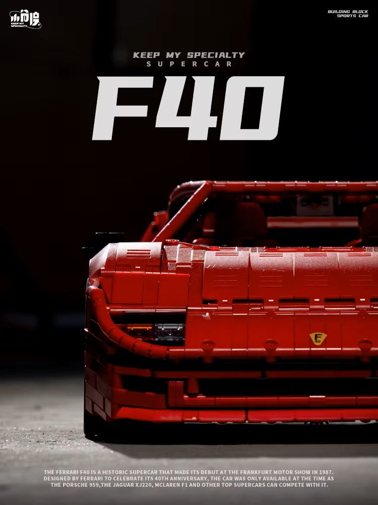 Technical X001 Red Super Sports Car F40 Compatible MOC-140629 Car Building Blocks Bricks Educational Puzzle Toys Birthday Gifts