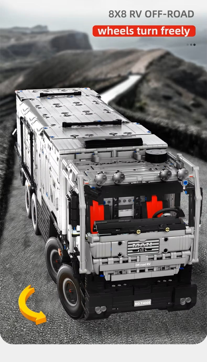 Hot T4009 6068pcs 8x8 Luxury Expedition Camper High-tech Man Rv Off-road Remote Control Bricks Building Blocks Adult Toys