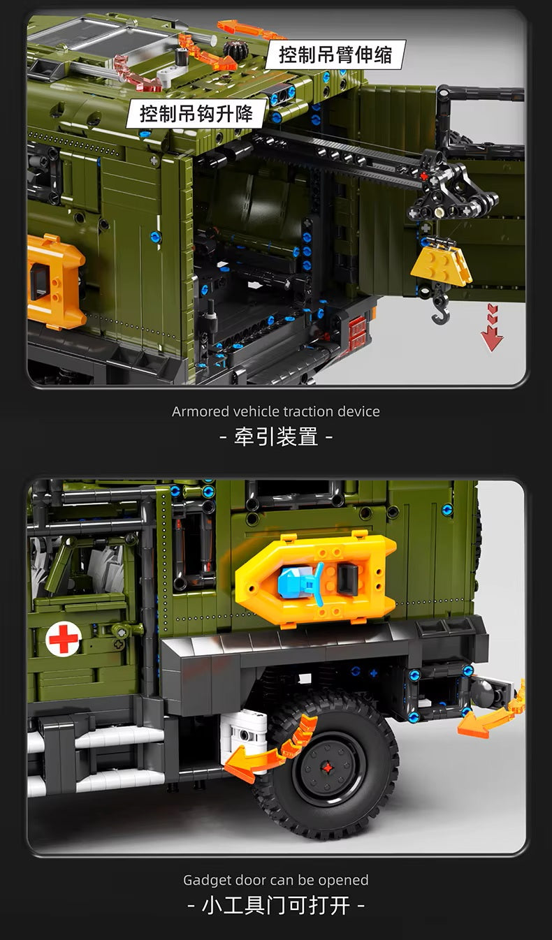 TGL T4023 Unimog Off Road Ambulance Static Version High Difficulty Building Block Assembly Model Holiday Gift MOC