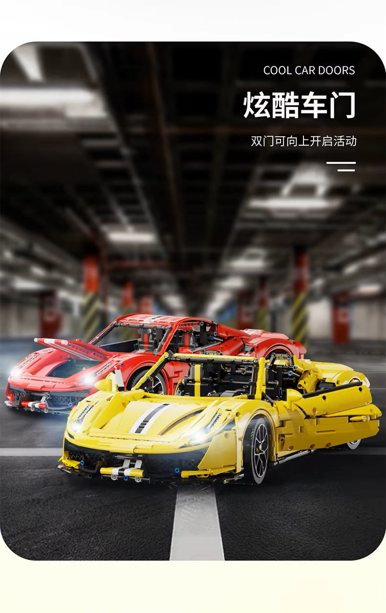 TGL T5005 T5005A Technology 488 Sports Car Static Version High Difficulty Building Block Assembly Model Holiday Gift MOC