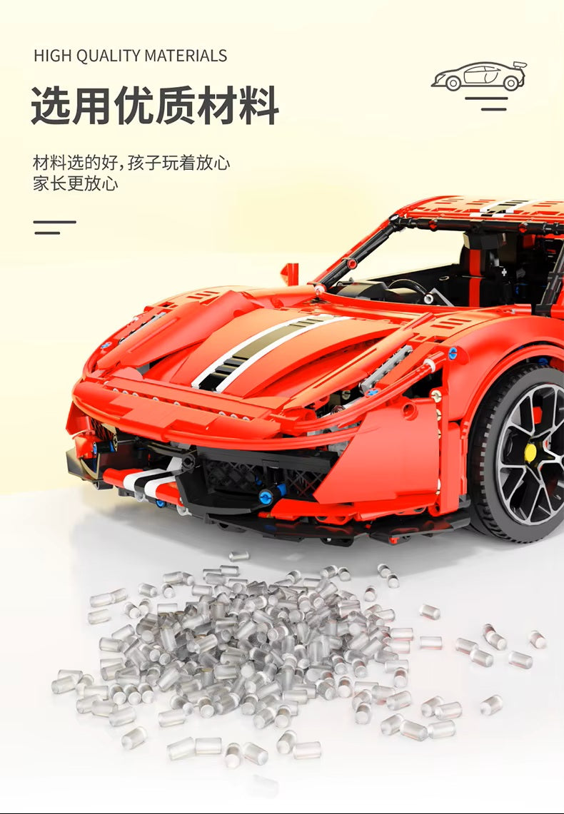 TGL T5005 T5005A Technology 488 Sports Car Static Version High Difficulty Building Block Assembly Model Holiday Gift MOC