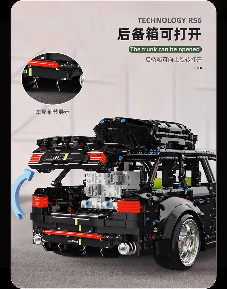 TGL T5023 Technology RS6 Sports Car Static Version High Difficulty Building Block Assembly Model Holiday Gift MOC