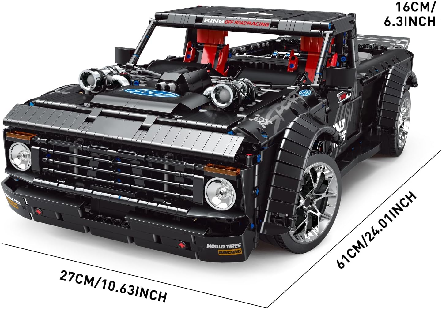 Technical Remote Control Car MOC Motorized Off-Road Pickup Truck Building Blocks Brick Toy Christmas Gifts Kids 13082