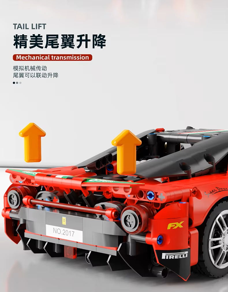 TGL T2017 Red Sports Car Static Version High Difficulty Building Block Assembly Model Holiday Gift