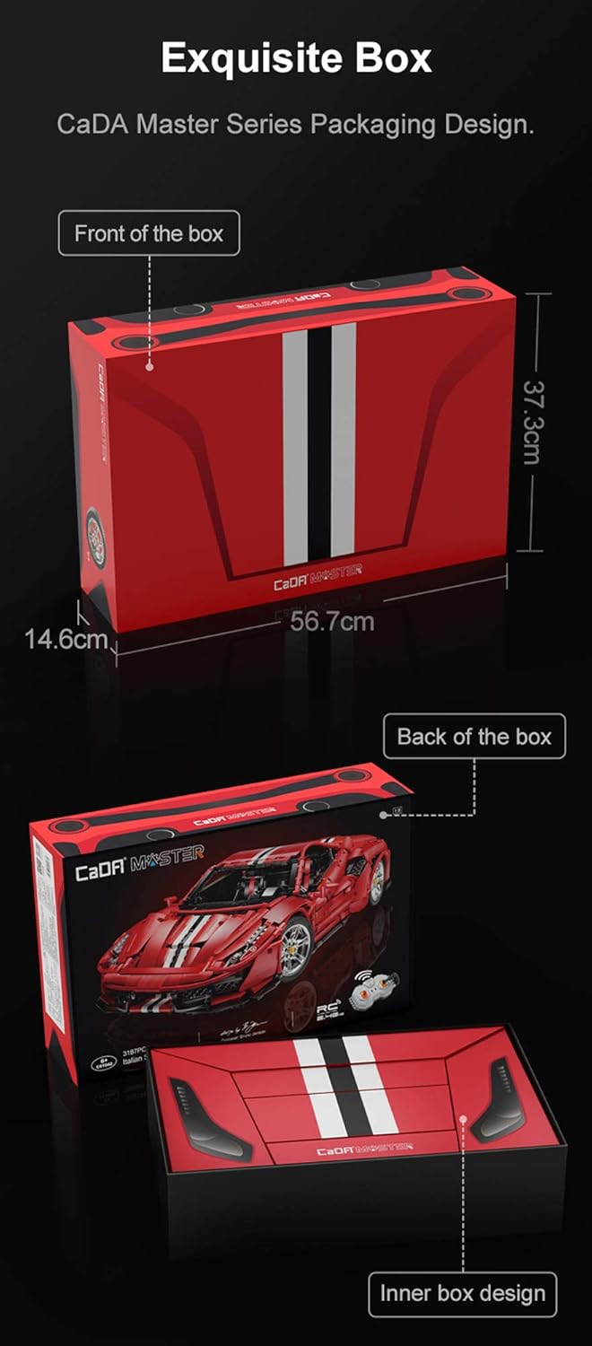 C61042 RC New MOC 3187 Pcs Italian Super Racing Car Model With Motor Building Blocks Bricks Toys for Kids Christmas Gifts