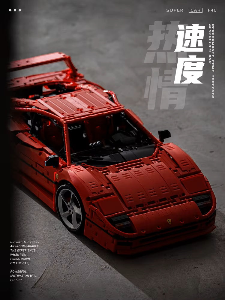 Technical X001 Red Super Sports Car F40 Compatible MOC-140629 Car Building Blocks Bricks Educational Puzzle Toys Birthday Gifts