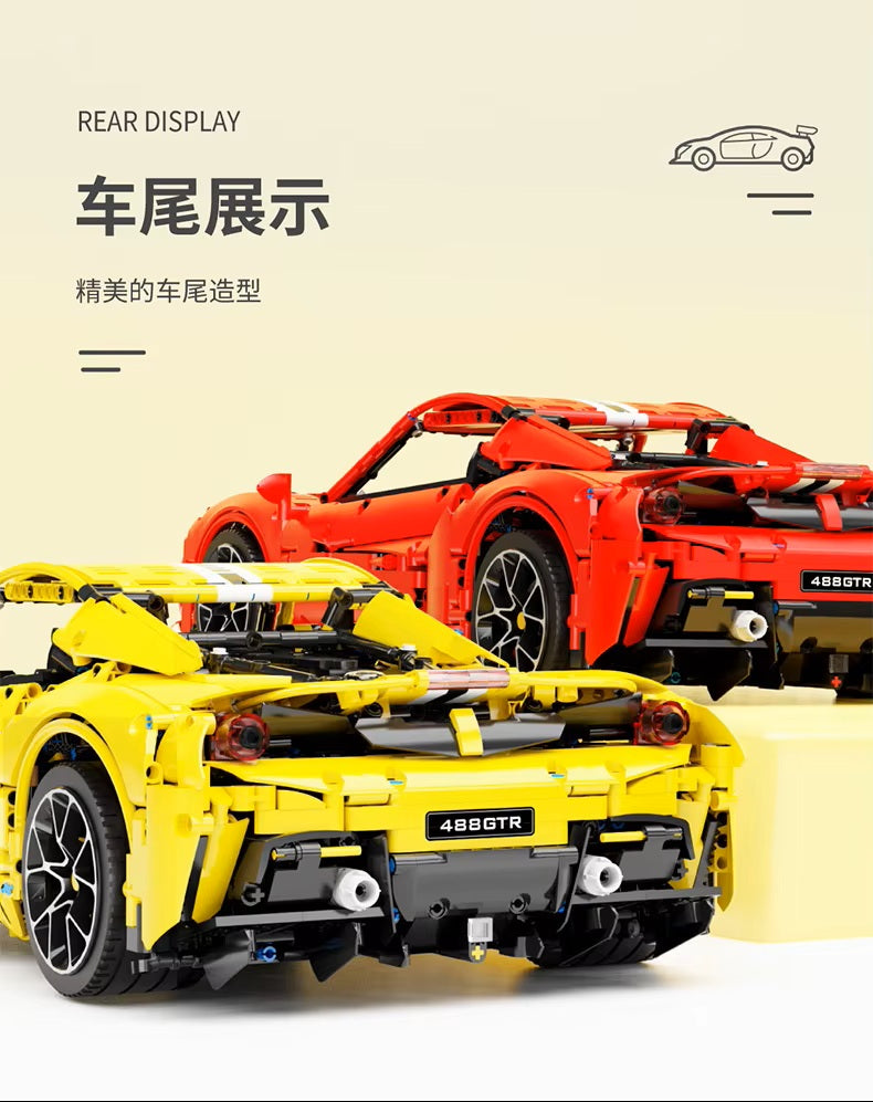 TGL T5005 T5005A Technology 488 Sports Car Static Version High Difficulty Building Block Assembly Model Holiday Gift MOC