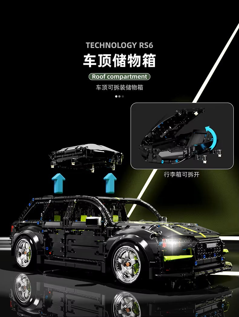 TGL T5023 Technology RS6 Sports Car Static Version High Difficulty Building Block Assembly Model Holiday Gift MOC