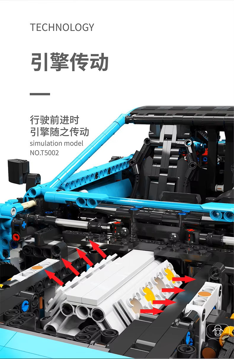 TGL T5002 C63 Blue Sports Car Static Version High Difficulty Building Block Assembly Model Holiday Gift MOC