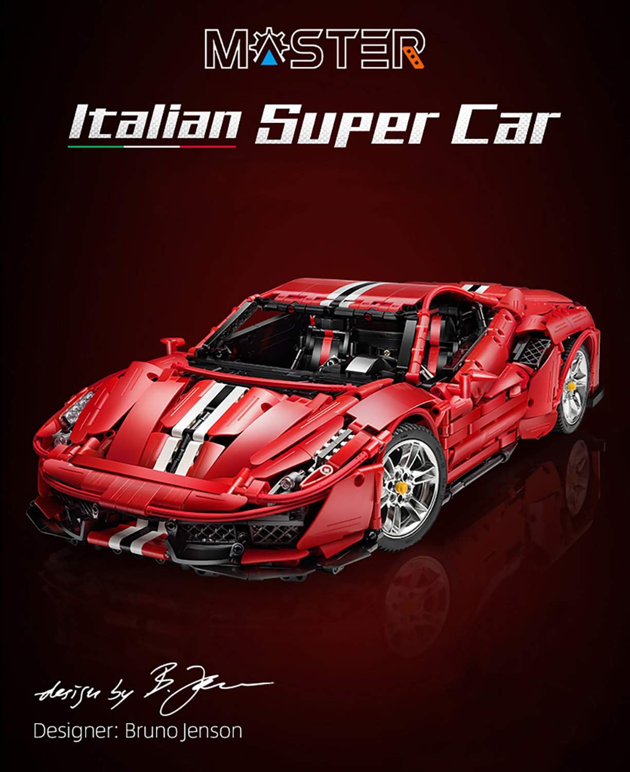 C61042 RC New MOC 3187 Pcs Italian Super Racing Car Model With Motor Building Blocks Bricks Toys for Kids Christmas Gifts