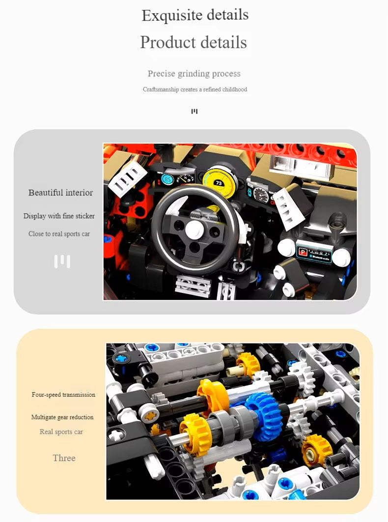 TGL T5005 T5005A Technology 488 Sports Car Static Version High Difficulty Building Block Assembly Model Holiday Gift MOC
