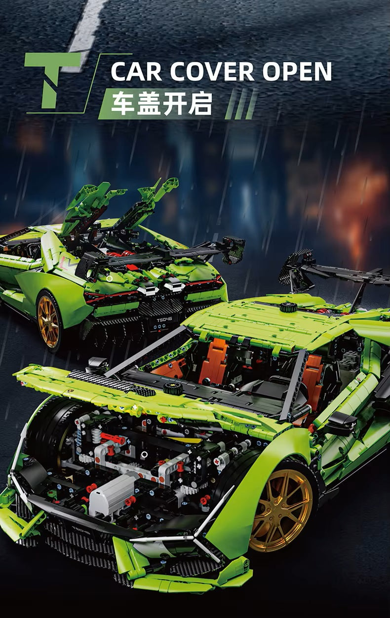 TGL T5046 6628 Pieces Technology Green Supercar Static Version High Difficulty Building Block Assembly Model Holiday Gift MOC