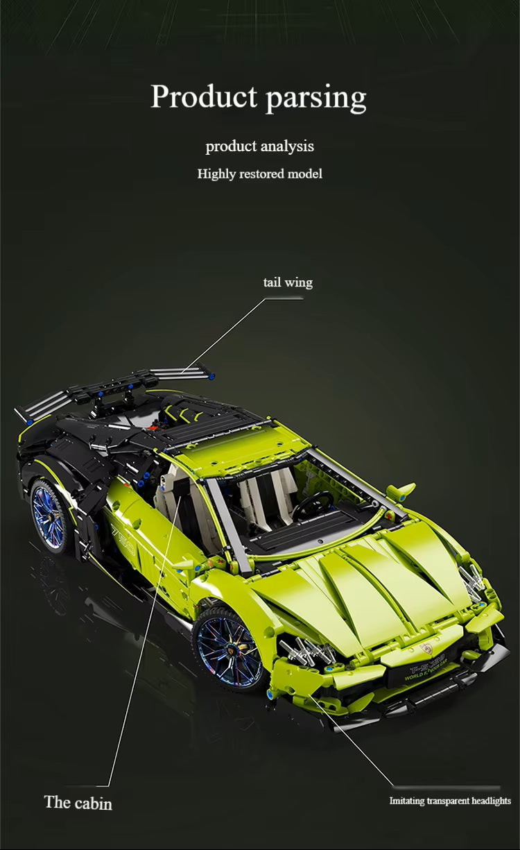 TGL T5028 Technology Green Bull Supercar Static Version High Difficulty Building Block Assembly Model Holiday Gift MOC
